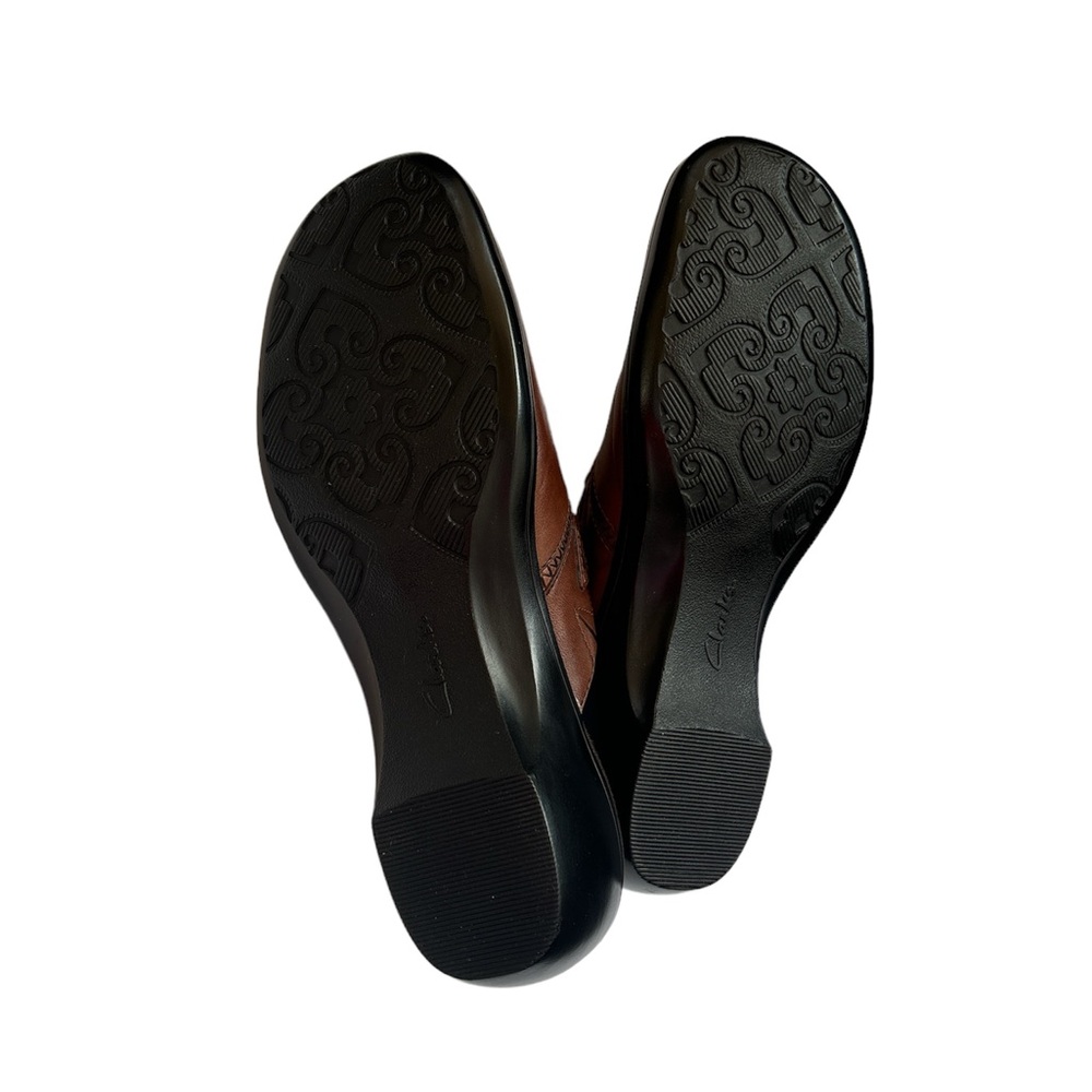 Clarks Leather Mules With Diamond Detail Brown Size 7 M - Picture 6 of 7
